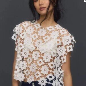 Anthropologie Maeve Floral Shell Top in White - Sold Out Style